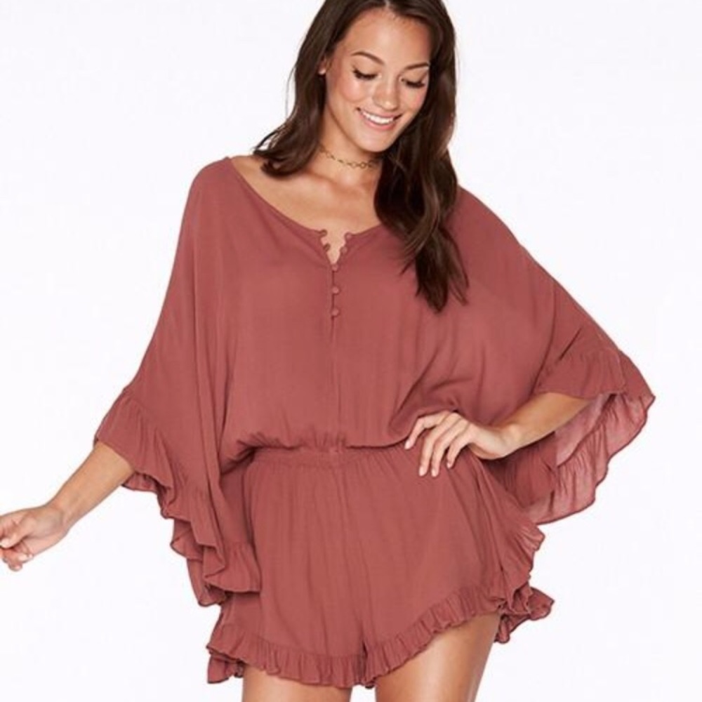 l.space ruffled romper NWT